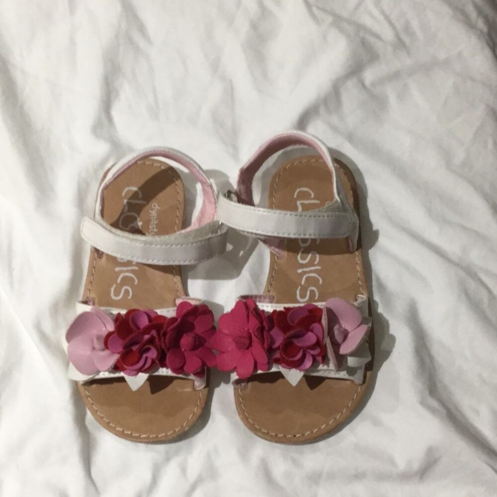 Dynasty classics 9 white pink flower sandal euc